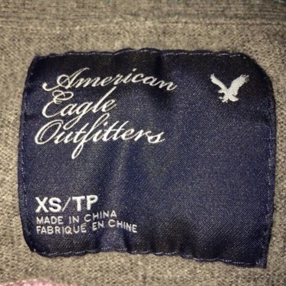 AEO V-Neck Long Sleeve Gray Purple Striped Top XS - Picture 6 of 7